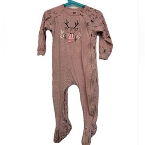 Tag Pink Deer Pattern Kids Footie